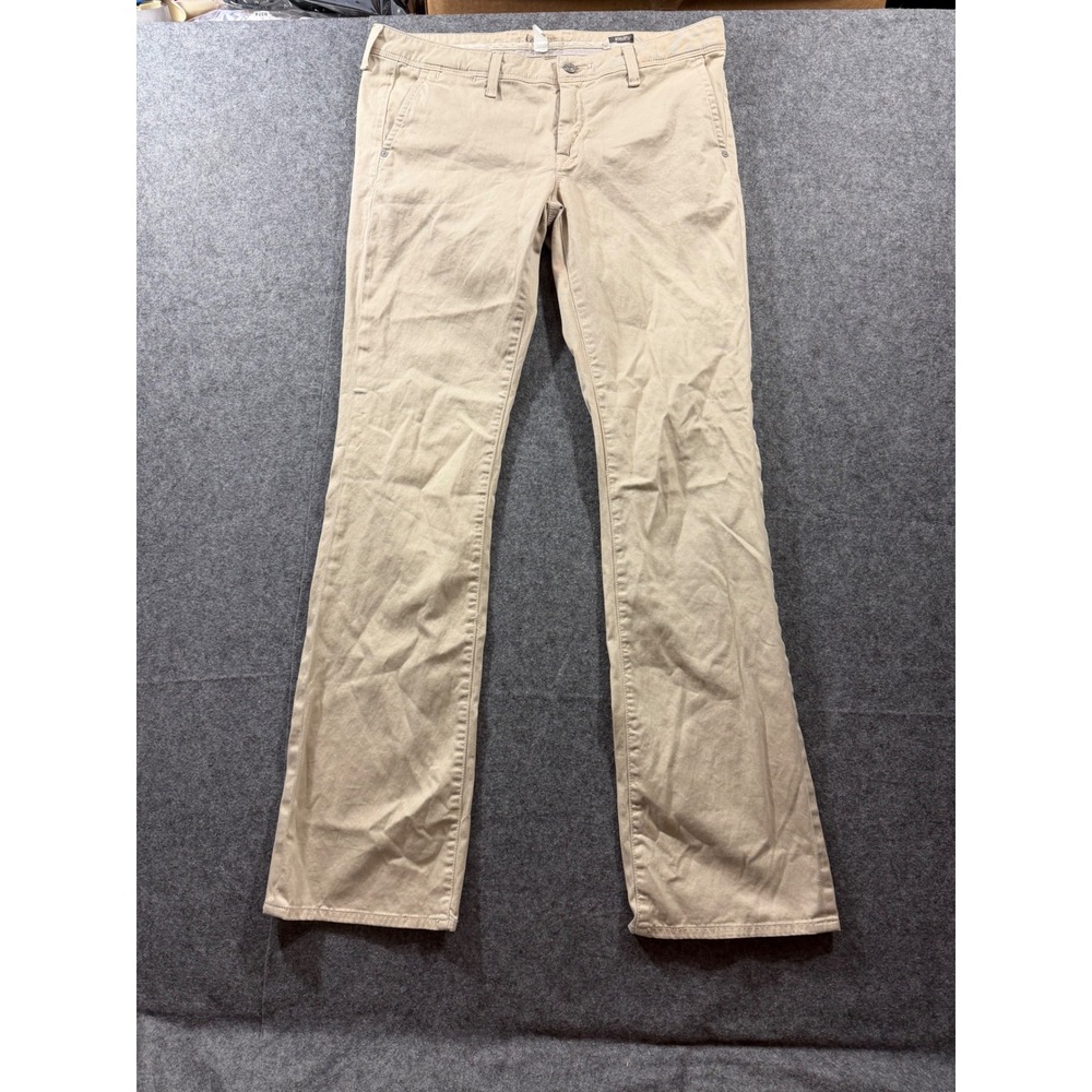 7 For All Mankind Womens Bootcut Chino Pants Sz 32 Beige Khaki Mid Rise Stretch